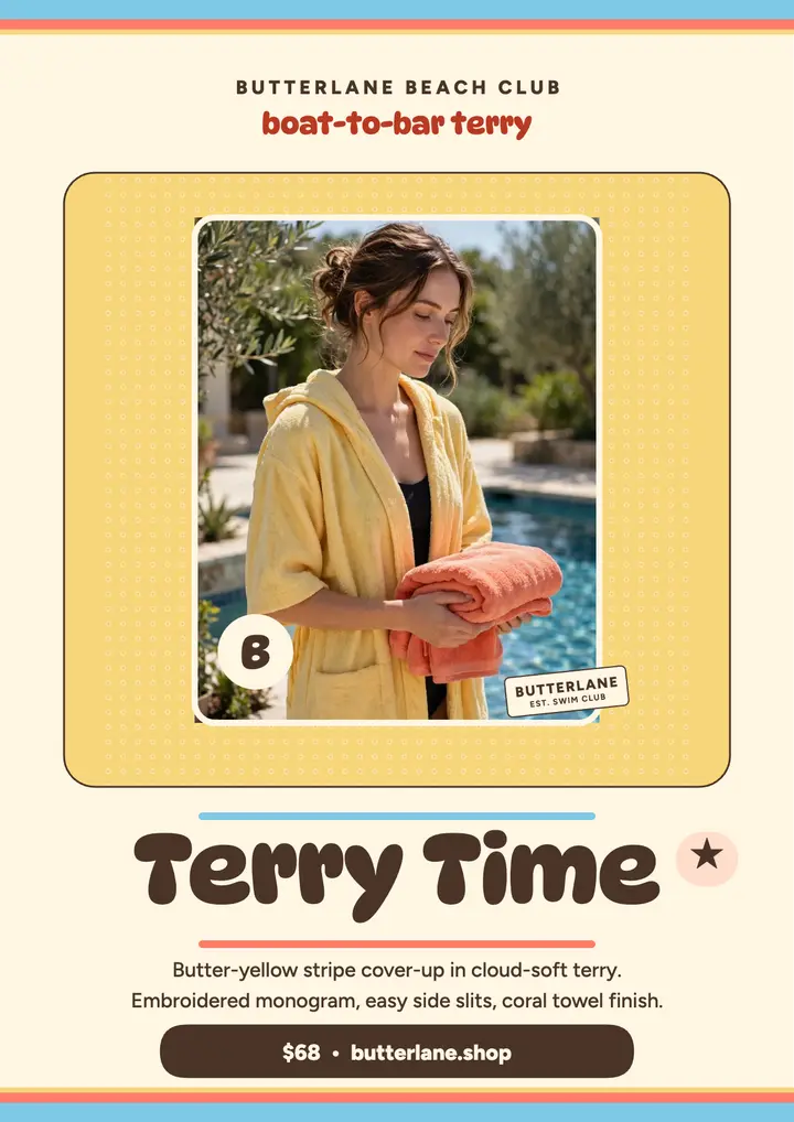 Butterlane terry cover-up flyer template