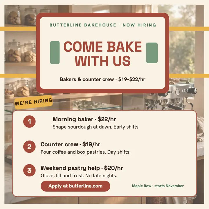 Butterline Bakehouse hiring bakers post template