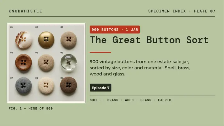 The Great Button Sort specimen index thumbnail template