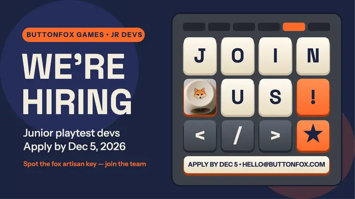 Buttonfox Games hiring keyboard thumbnail template