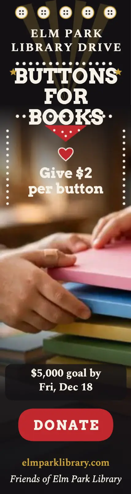 Buttons for Books pearly skyscraper ad: library fundraiser skyscraper ad template