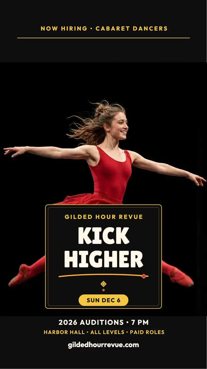 Gilded Hour Revue cabaret dancers hiring story template