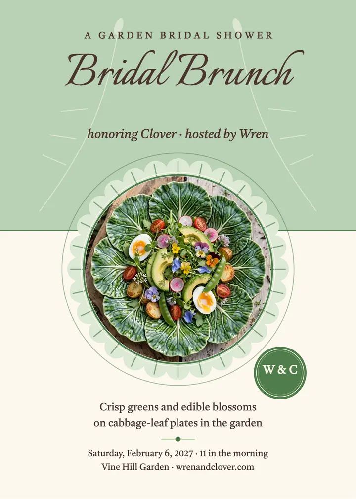Cabbage plate bridal brunch invite template