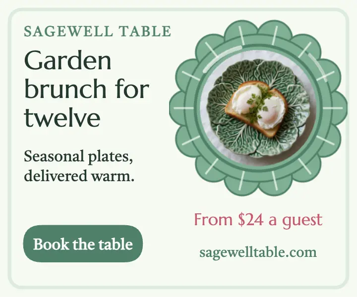 Sagewell garden brunch catering ad template