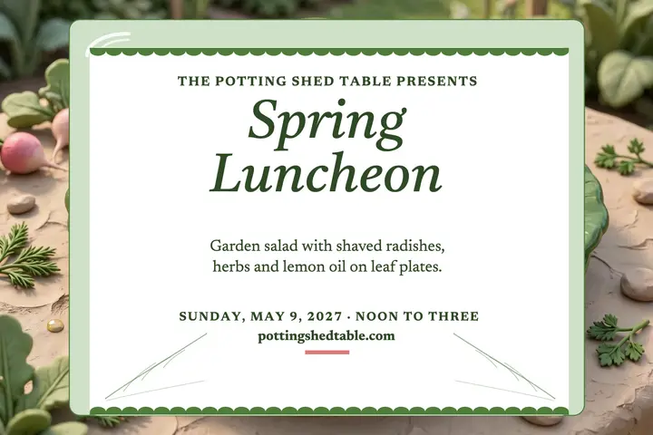 Potting Shed spring luncheon postcard template