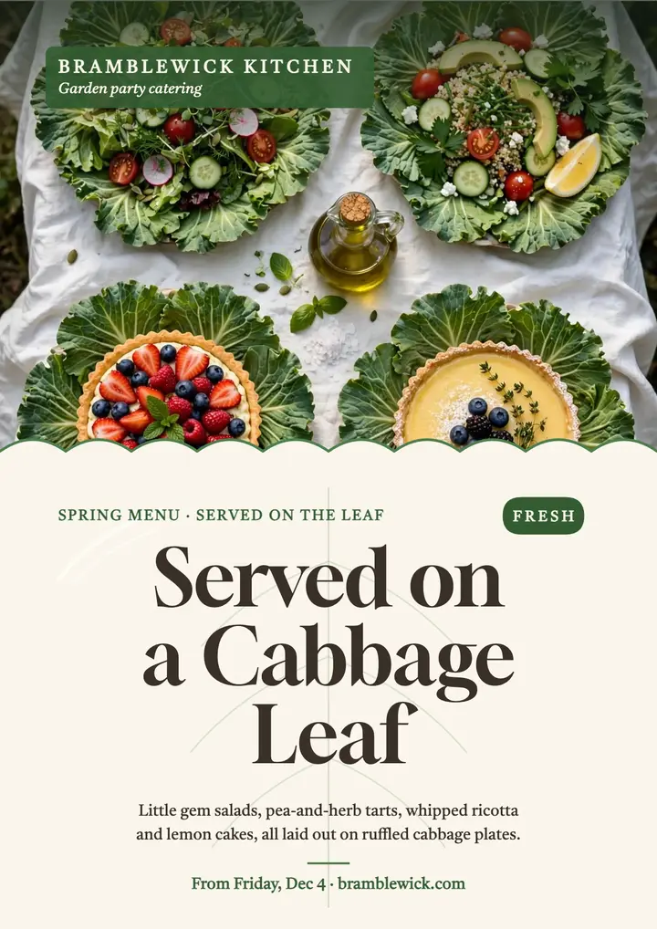 Bramblewick cabbage plate menu flyer template