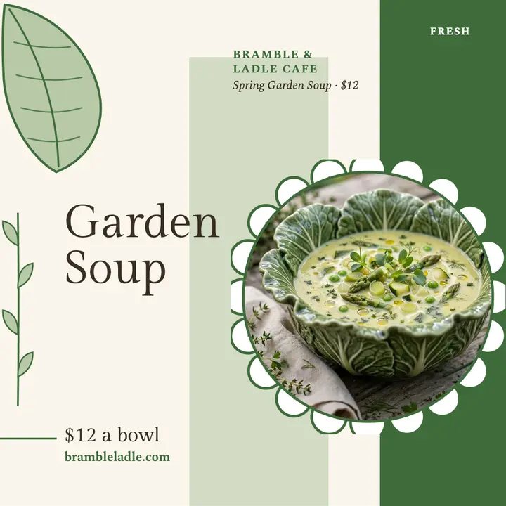 Bramble and Ladle garden soup menu template
