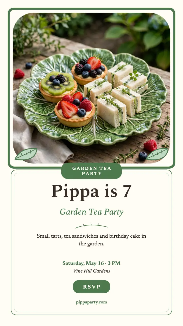 Pippa's garden tea party cabbage plate story template