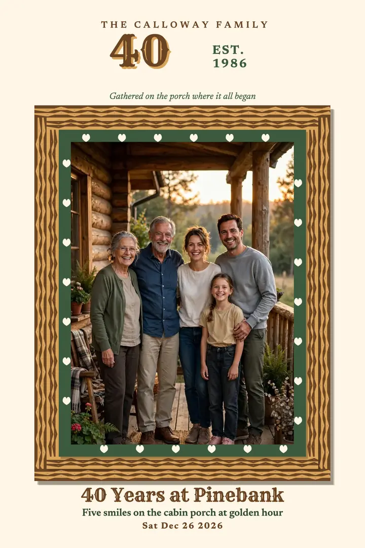 Calloway cabin anniversary frame poster template