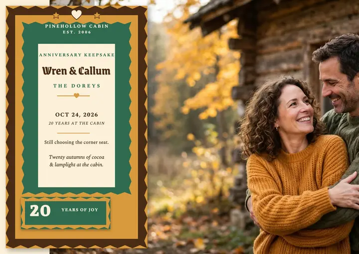 Cabin anniversary tramp-art keepsake template
