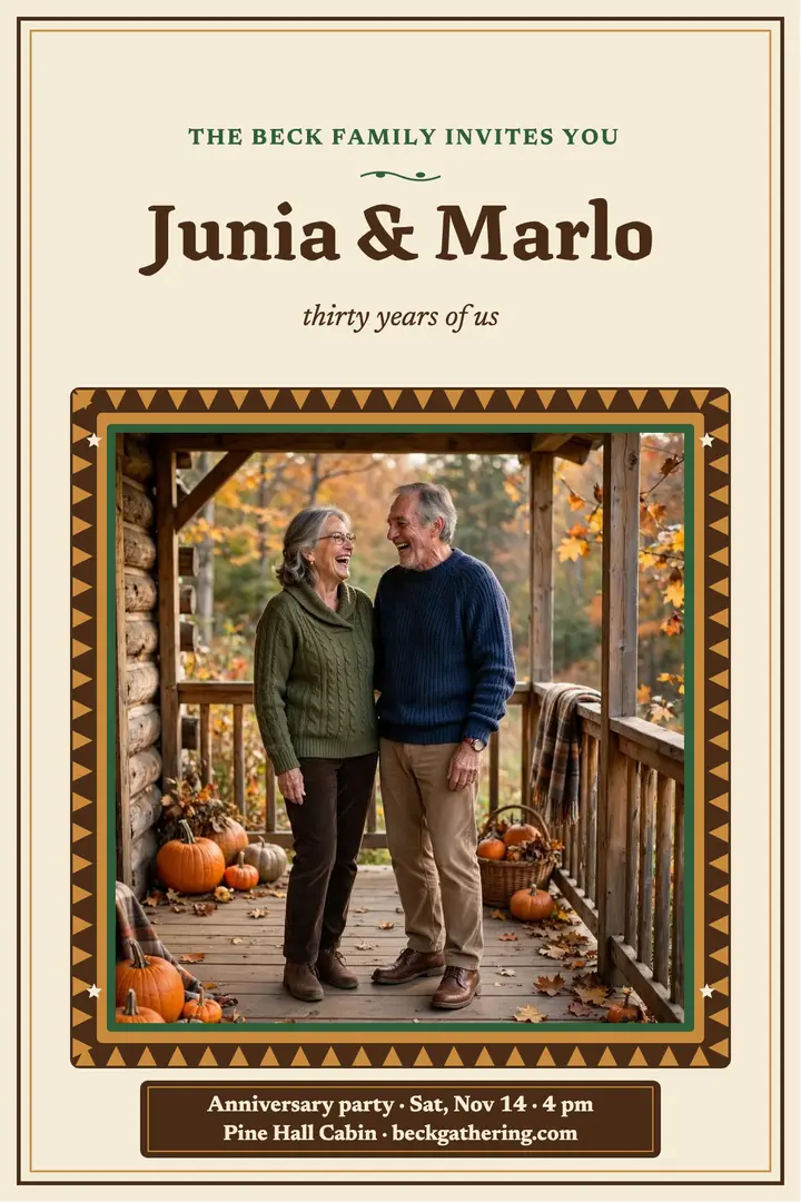 Junia and Marlo cabin anniversary poster template