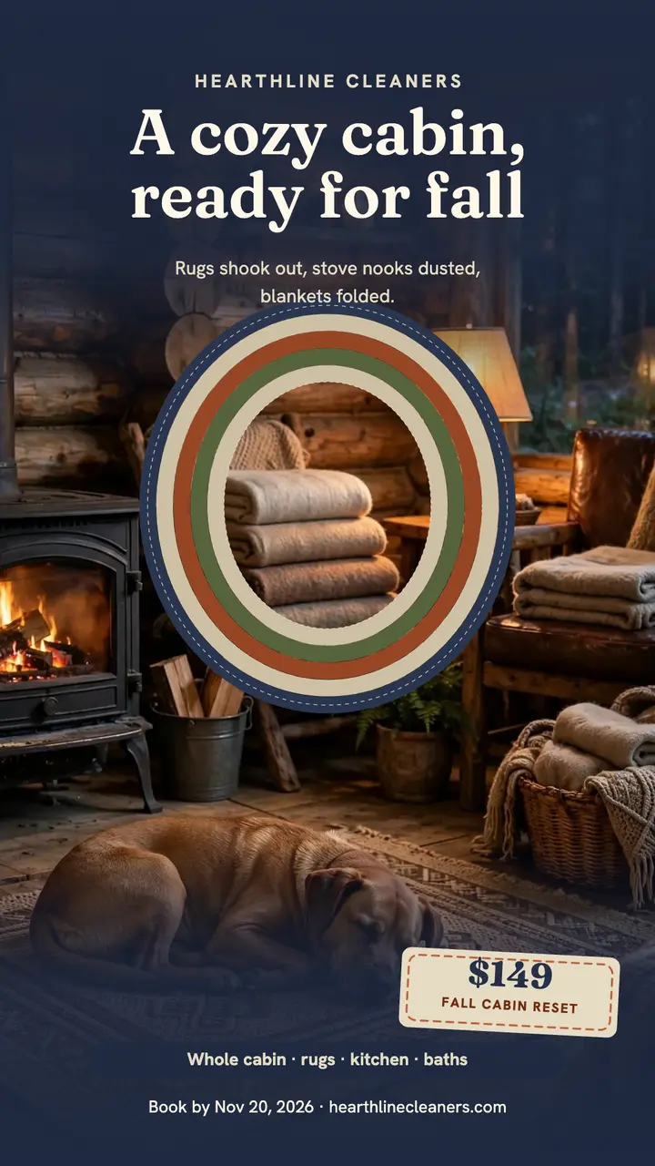Hearthline fall cabin reset rug story template