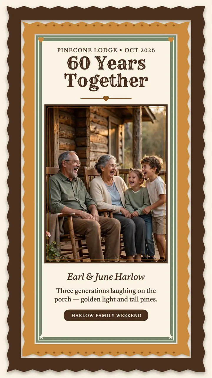 Harlow family cabin anniversary story template