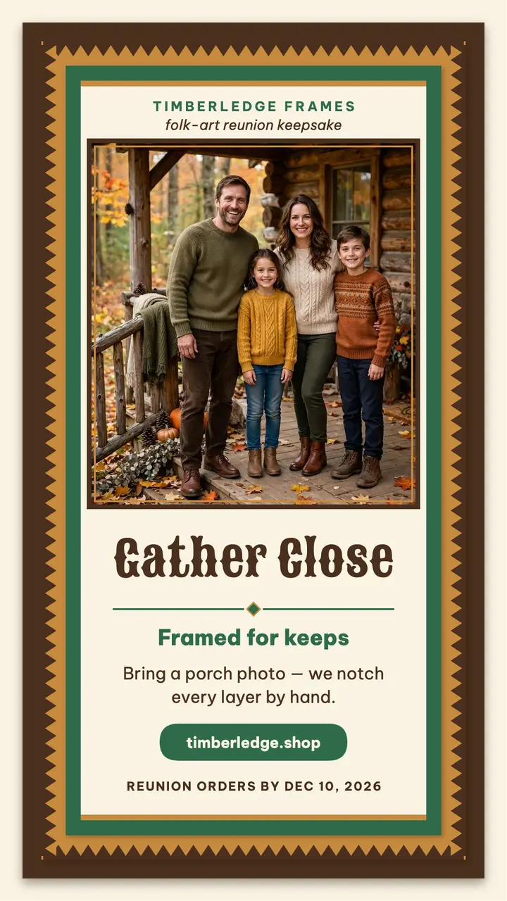 Timberledge reunion keepsake frame story template