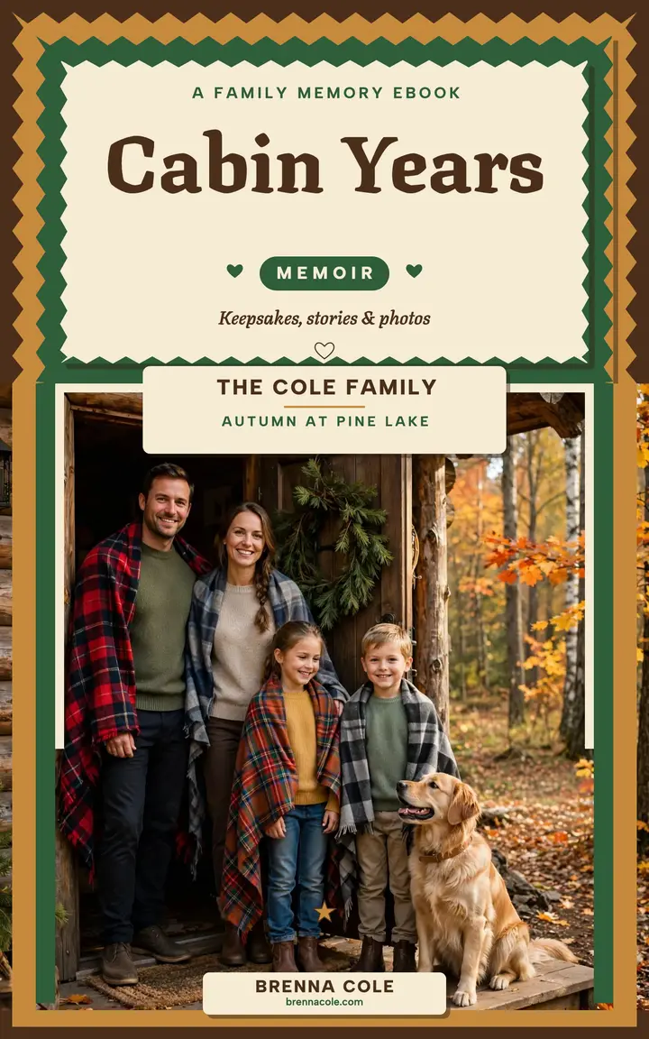 Cabin Years family memories ebook cover: family memories ebook cover template
