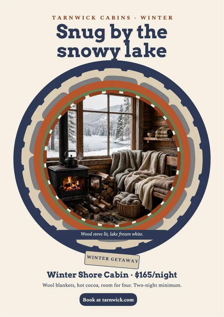 Tarnwick winter shore cabin flyer template