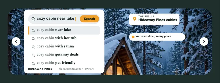 Hideaway Pines cabin search cover: cabin search cover template