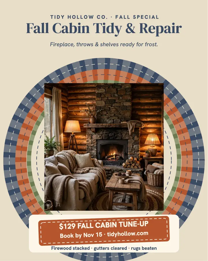 Tidy Hollow fall cabin tune-up post template