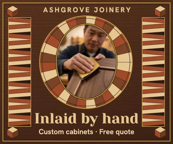 Ashgrove Joinery inlaid cabinetry ad template