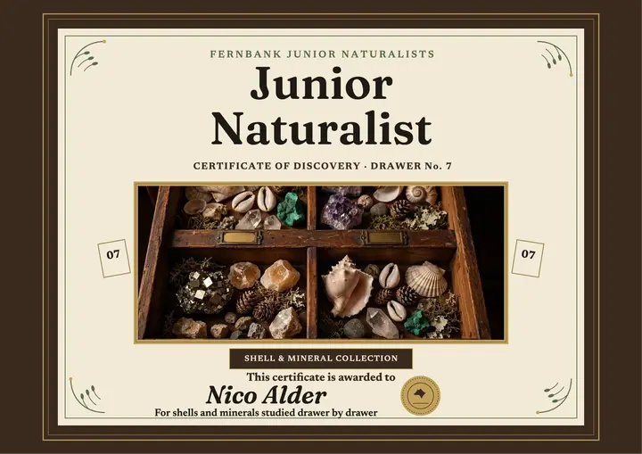 Fernbank junior naturalist certificate template