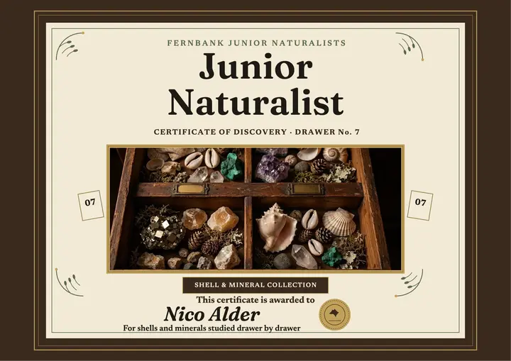 Fernbank junior naturalist certificate: junior naturalist certificate template