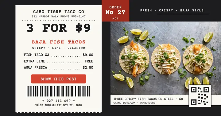 Cabo Tigre taco receipt post template
