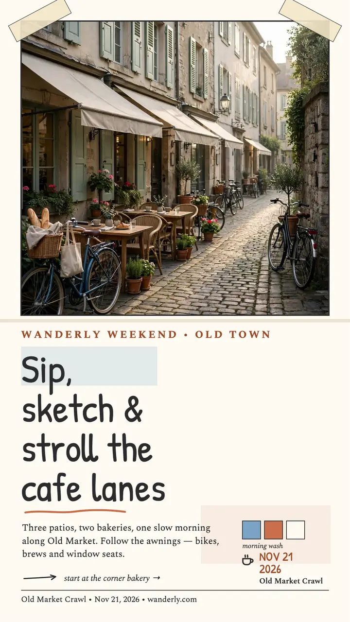 Wanderly Weekend cafe crawl sketch story template