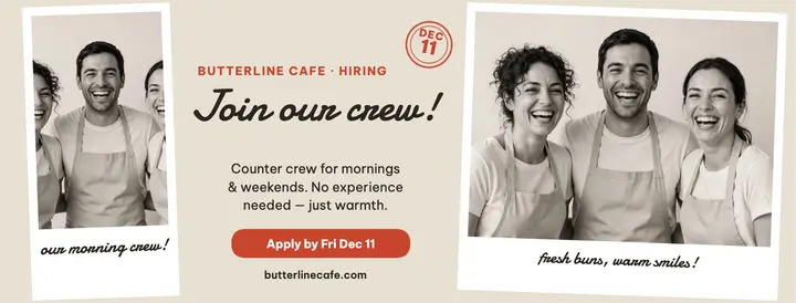 Butterline Cafe crew hiring cover template