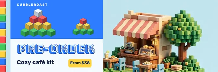 Cozy cafe block kit pre-order voxel header: pre-order launch header template