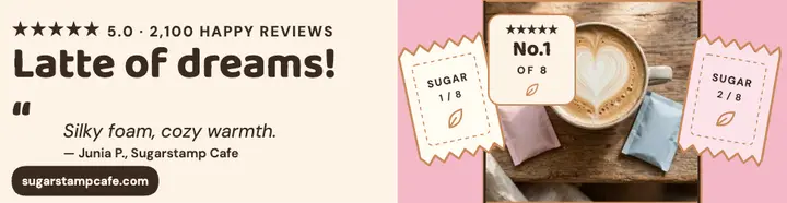 Sugarstamp Cafe five-star latte review template