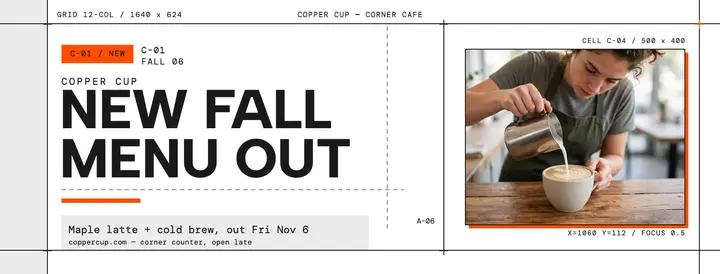 Copper Cup fall menu grid cover template