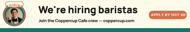 Coppercup Cafe hiring badge cover template