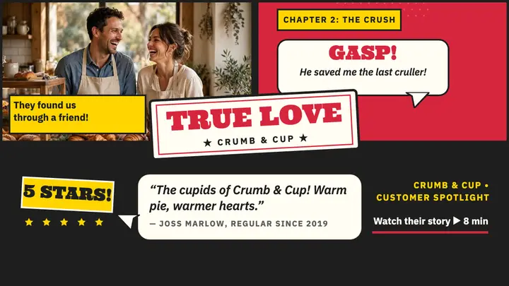 Crumb and Cup love story review comic template