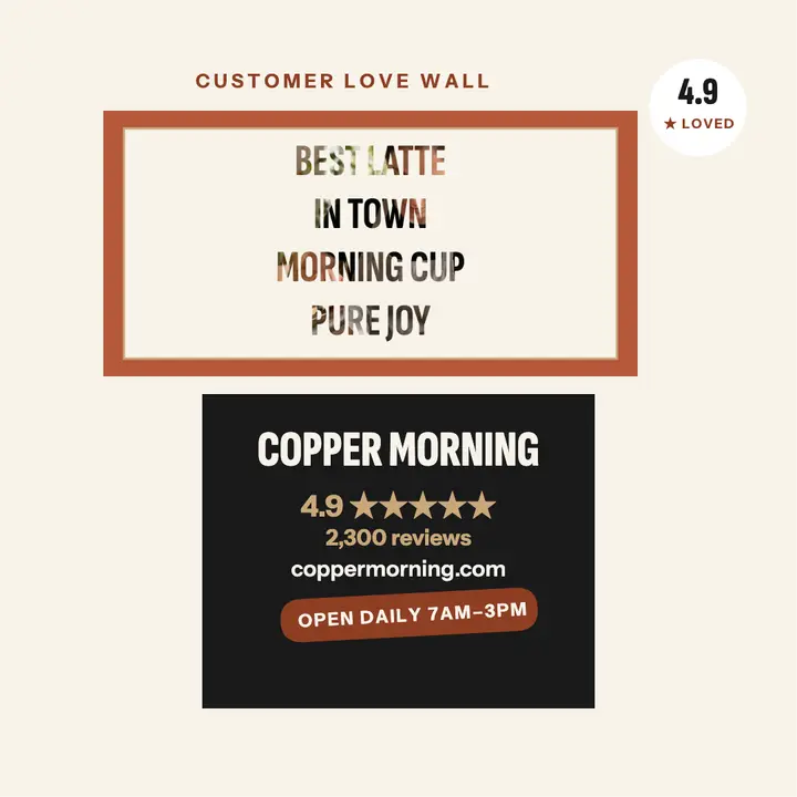 Copper Morning love wall reviews post template