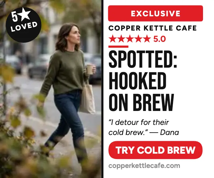 Copper Kettle spotted regular review ad template