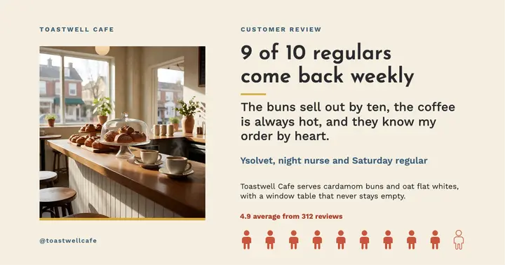 Toastwell Cafe regulars review, isotype pictograms template