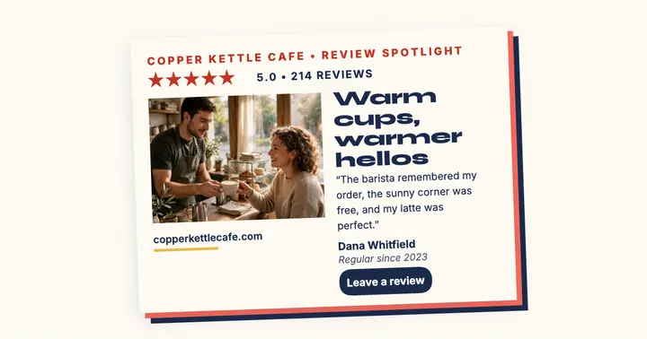Copper Kettle Cafe review duplex card post template