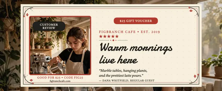 Figbranch Cafe review voucher template