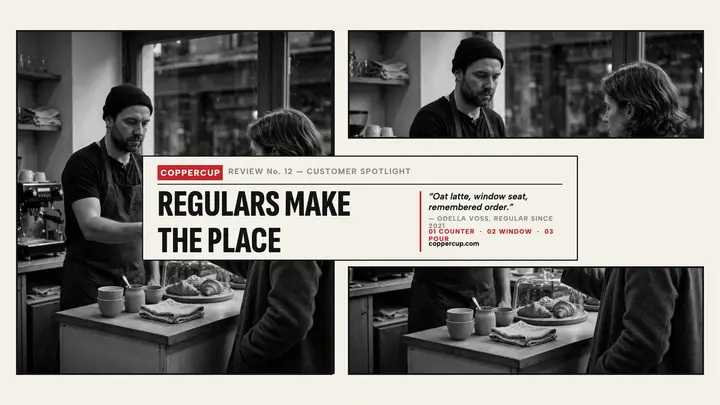 Coppercup customer spotlight banner: cafe review banner template