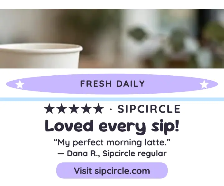 Sipcircle cafe review sleeve ad template