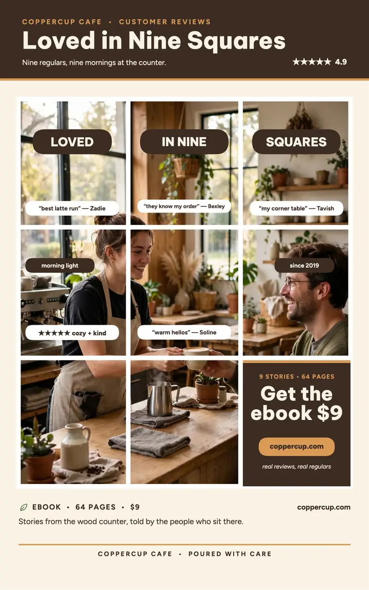 Coppercup Cafe reviews grid ebook template
