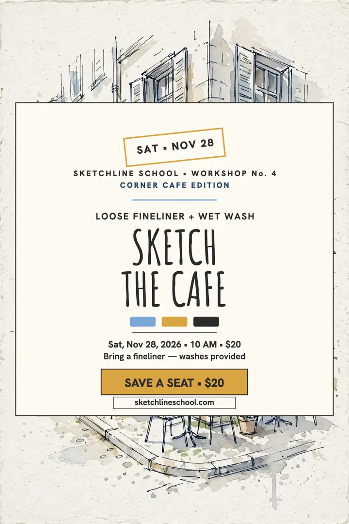Sketchline cafe sketch workshop poster: sketch workshop poster template