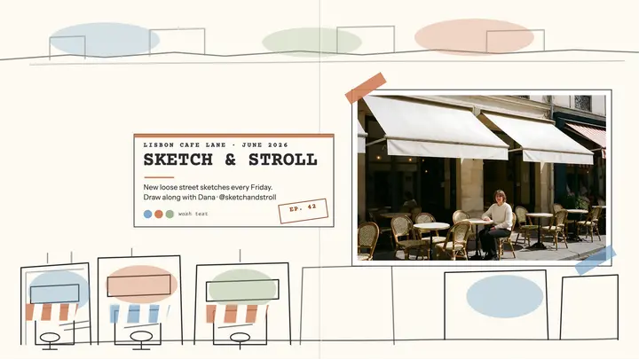 Sketch and Stroll cafe street banner template