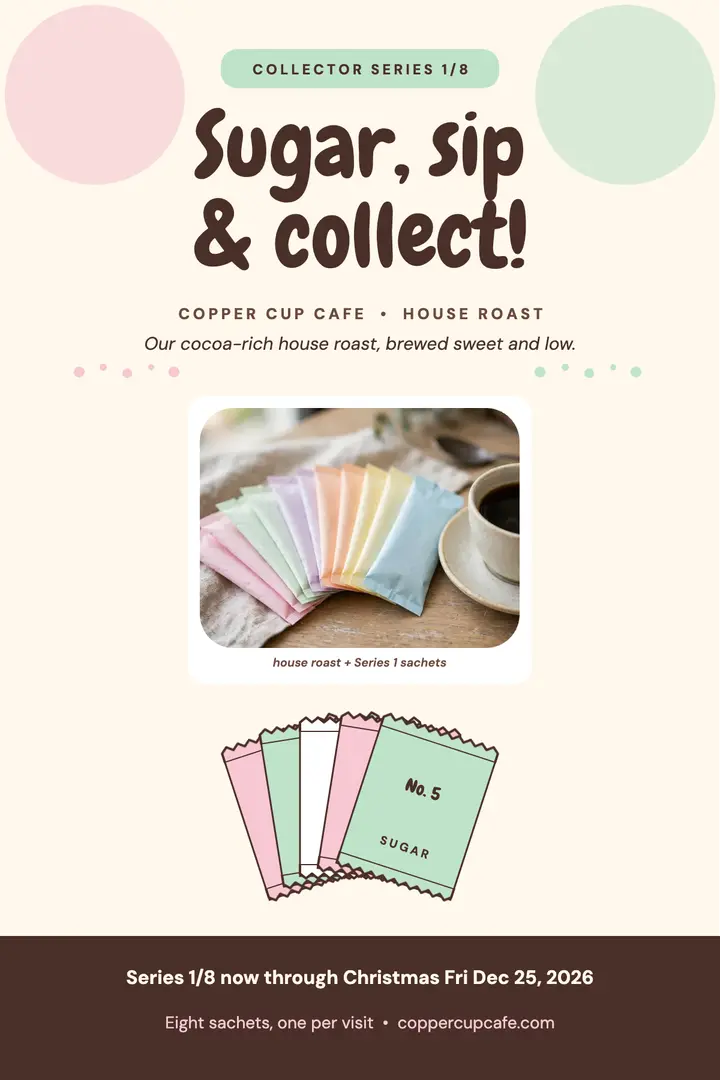 Copper Cup Cafe sugar packet poster template