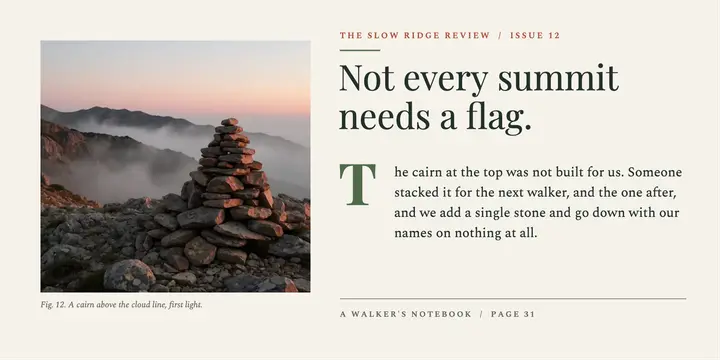 Slow Ridge Review essay pull quote X post template