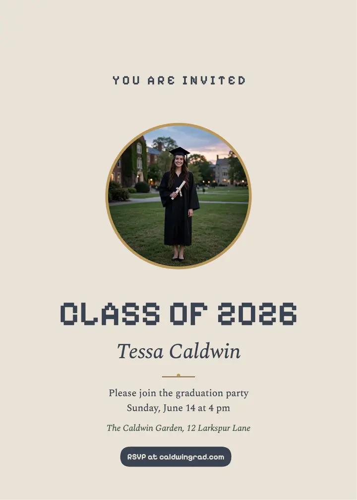 Tessa Caldwin graduation party invitation template