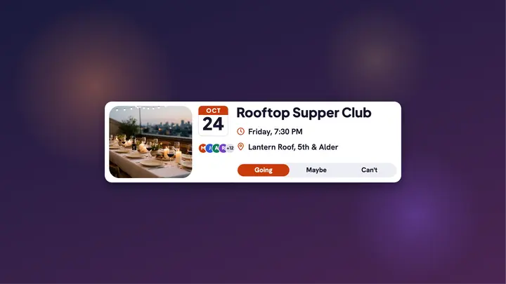 Lantern Roof supper club invite banner: event invite youtube banner template
