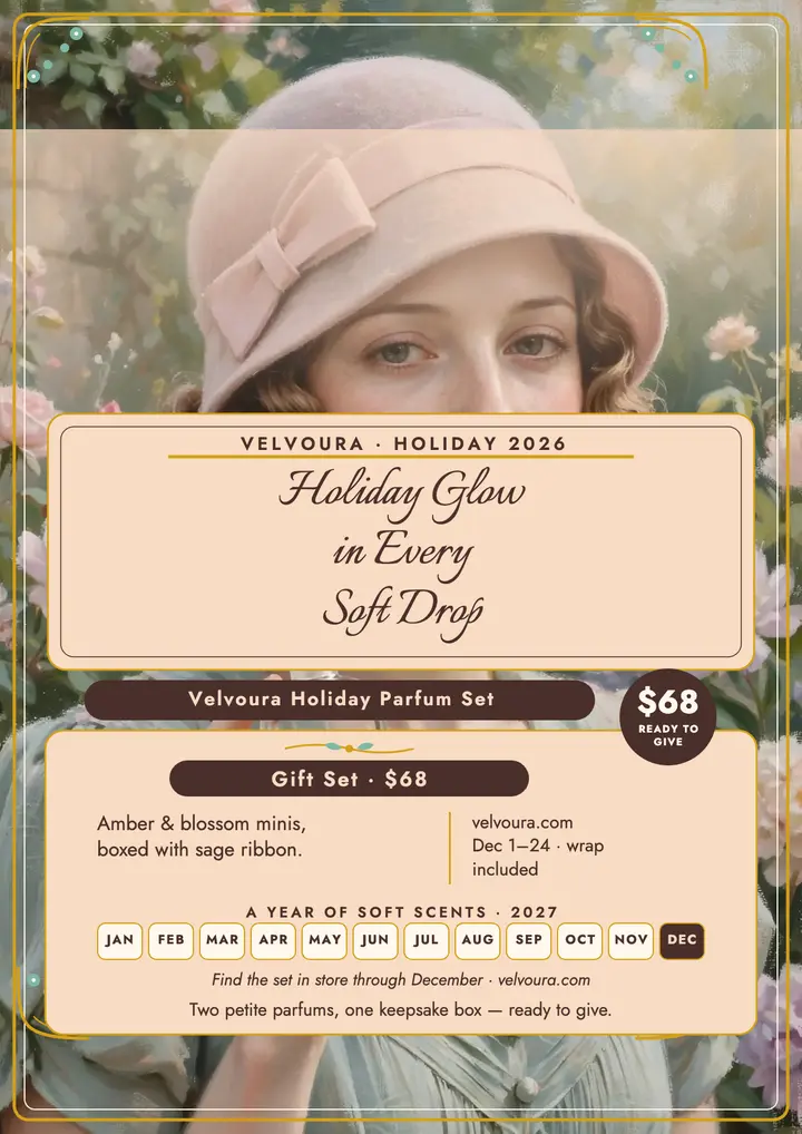 Velvoura holiday parfum gift flyer template
