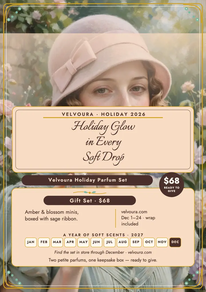 Velvoura holiday parfum gift flyer template