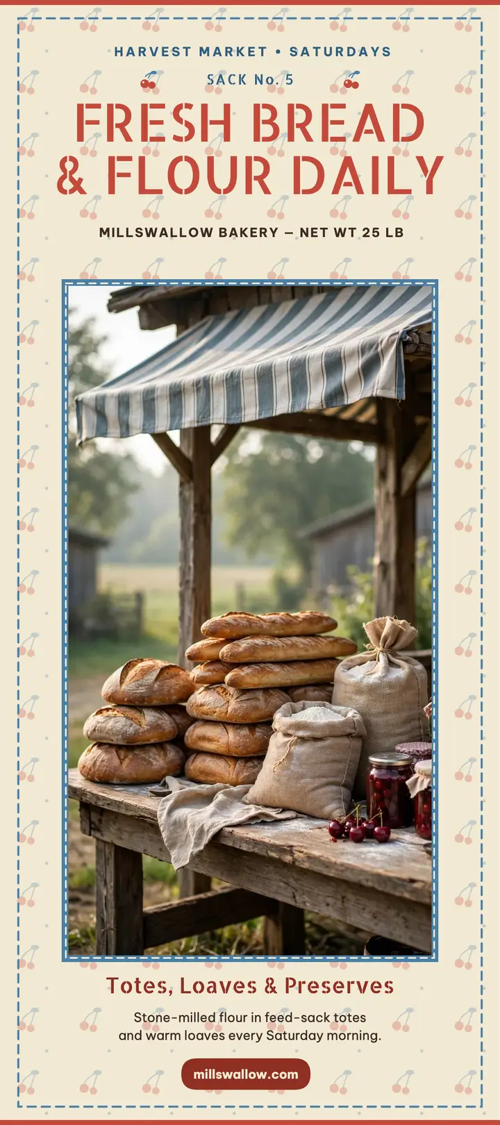 Millswallow farm bakery rack card template